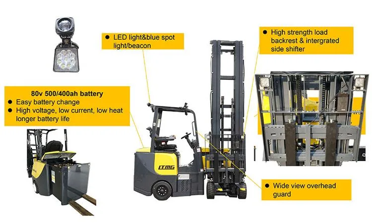 Ltmg Fbz15 1.5 Ton 2 Ton 3 Ton 3m-10m Vna Elektrikli Forklift Çok Dar Koridor Forklifti
