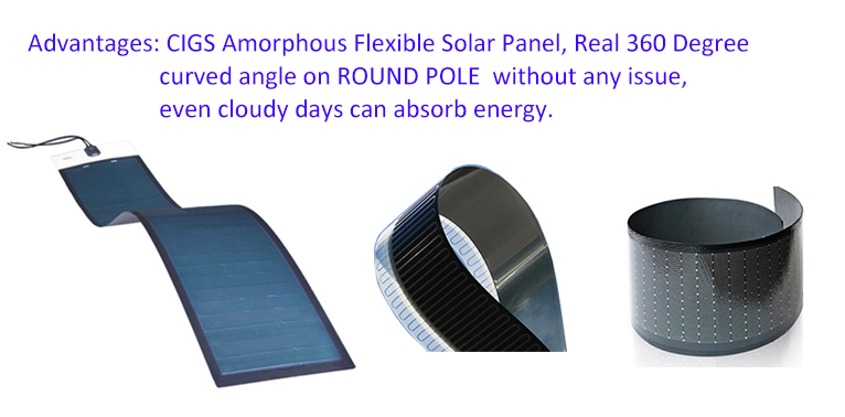 120W-150W Vertical Solar Light Pole With Flexible Solar Panel On Pole-NEWLIGHT ENERGY