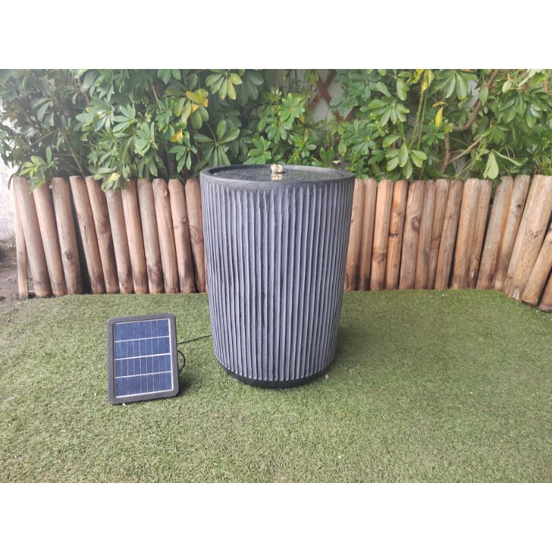 Modern Stripe Cylinder Solar Water Fountain 
