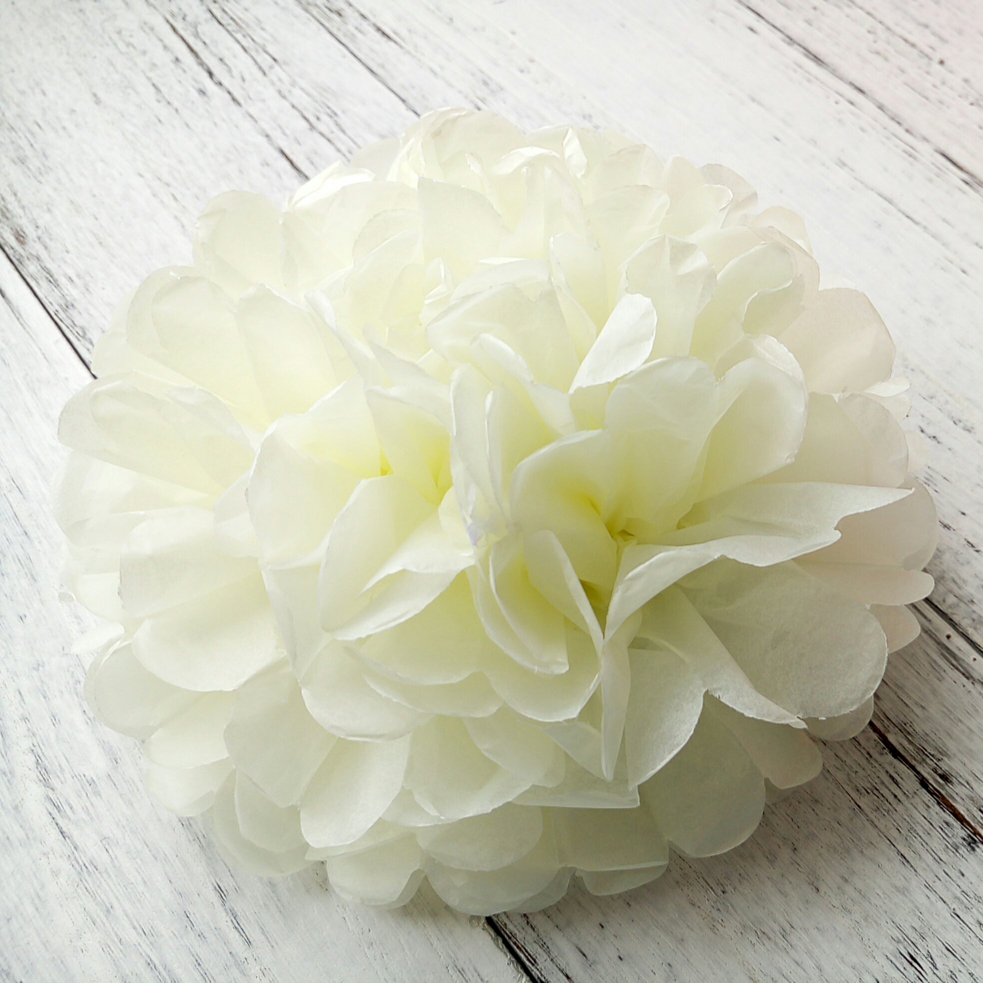 Fildişi Beyaz Bebek Duş Çiçek Pom Poms, Doku Kağıt Topları DIY