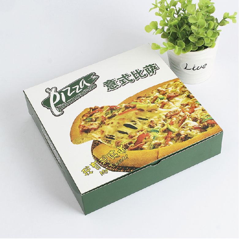 Tasarım Desteği Özelleştirilmiş Yeşil Pizza Paketleme Kutusu Toptan Satılık