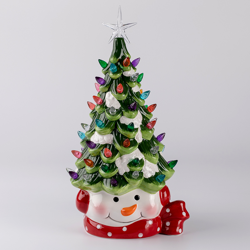 Işıklı Seramik Süslemeleri Noel Karakterleri Kardan Adam Noel Baba ve Noel Ağaçları