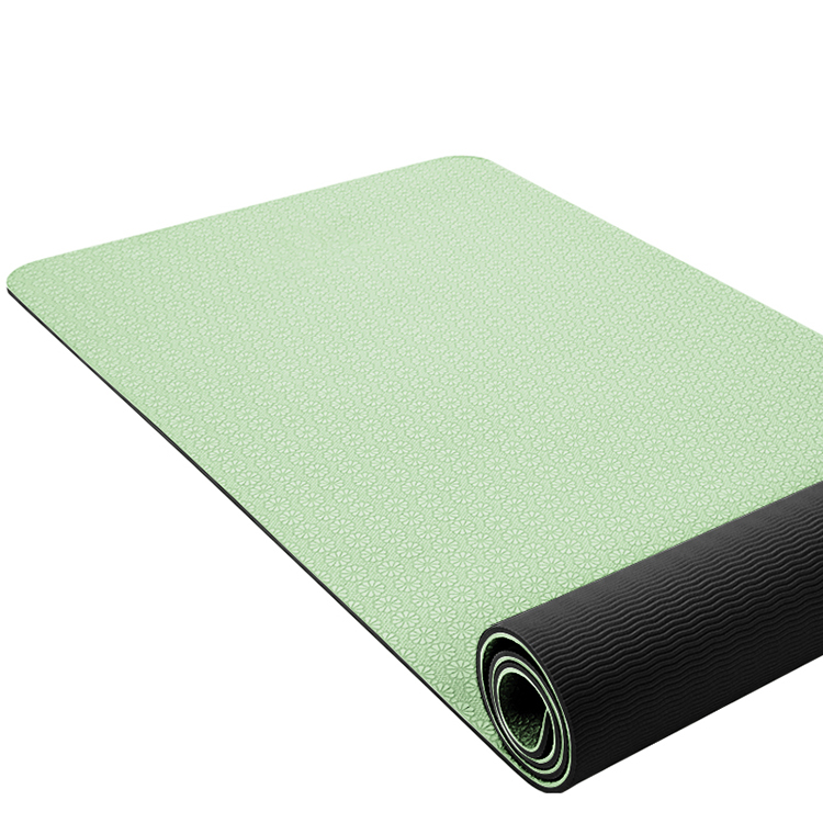 Baskı Özel Tasarım TPE Malzeme Çift Renk Yoga Mat Rulo