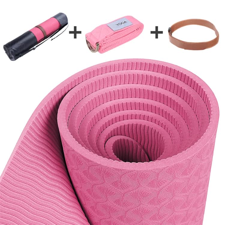 Yüksek kaliteli dayanıklı ucuz fiyat pembe tpe yoga mat rulo