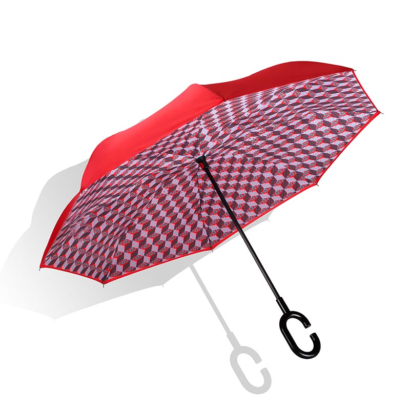 Tasarım rüzgar geçirmez baskılı ters ters şemsiye