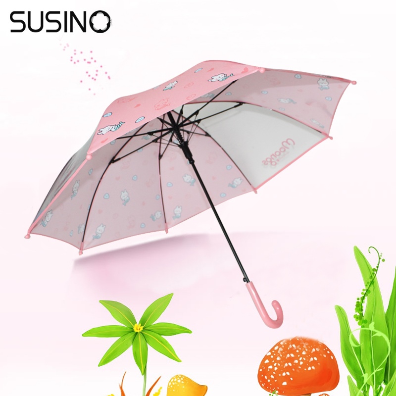 Karikatür rüzgar geçirmez ve yağmur geçirmez baskılı çocuk şemsiye