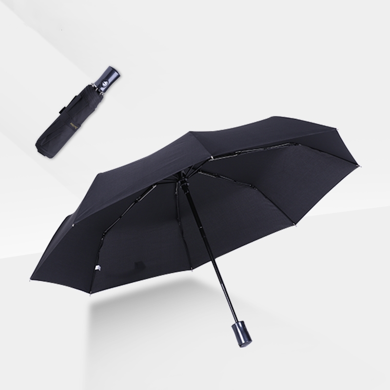 Siyah rüzgar geçirmez otomatik katlanır seyahat şemsiye