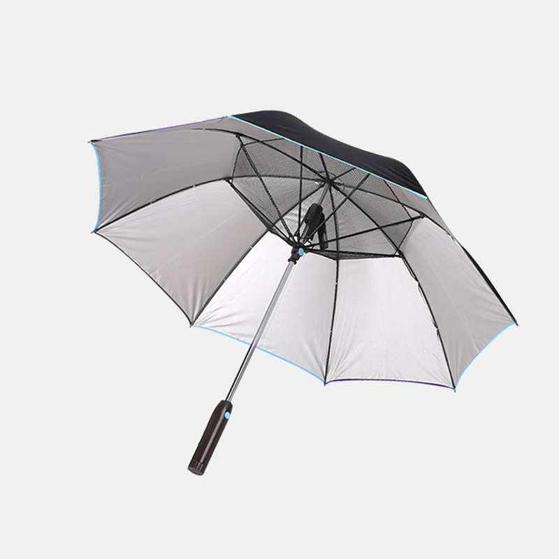 Fanlı UV-yansıtan rüzgar geçirmez büyük golf şemsiyesi