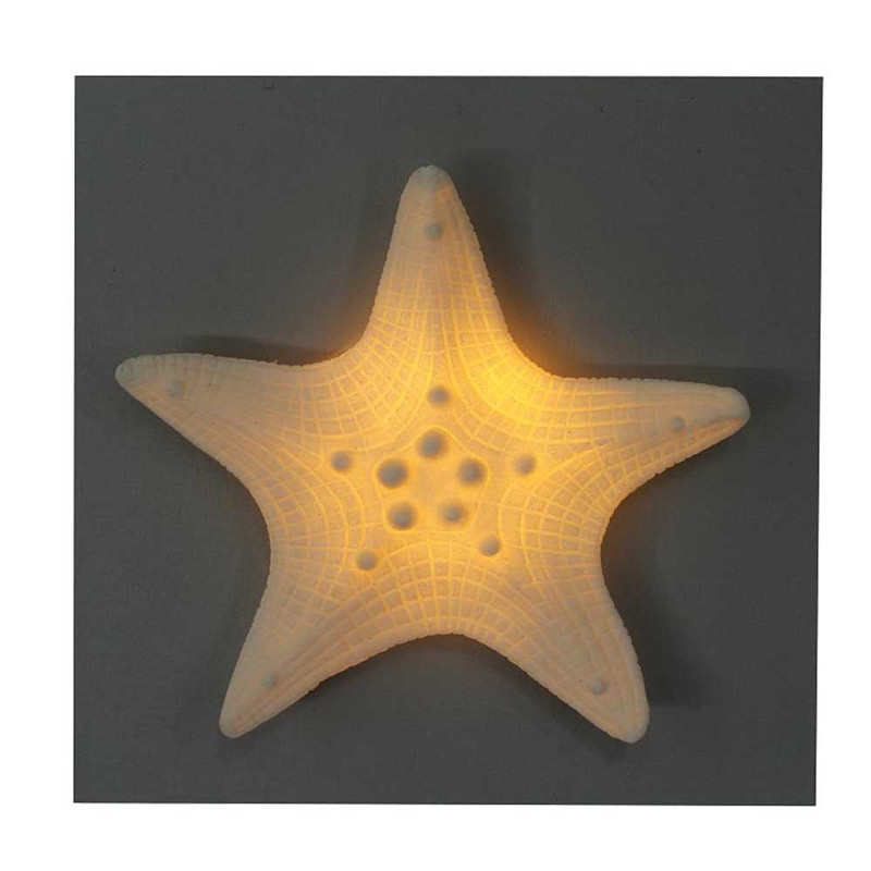 Dekorasyon için LED ışıkları olan zanaat için mdf ahşapta deniz yıldızı tasarımı dekoratif