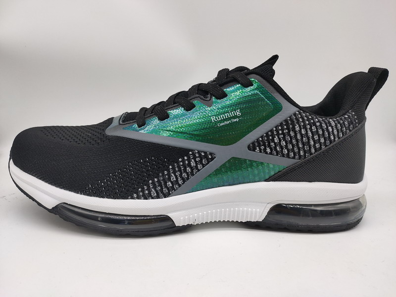 Fly-knit üst ve model + tpr dış taban ile erkekler için siyah renkli yeni tasarım ucuz koşu ayakkabısı