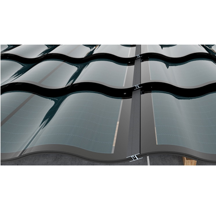 Modern güneş paneli çatı ev tamamen siyah yarım kesim çok fonksiyonlu