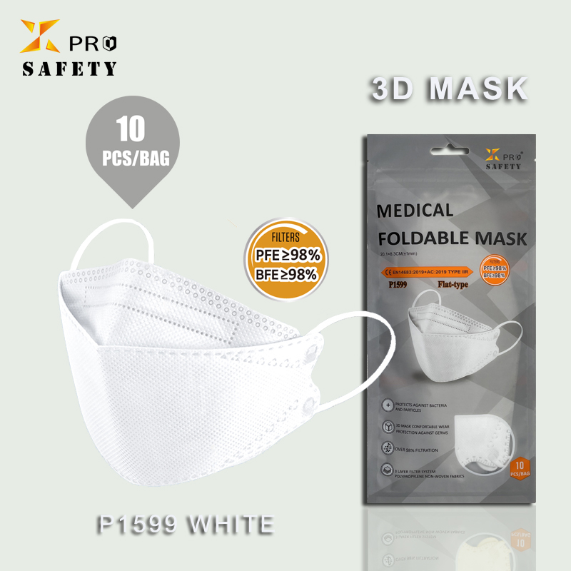 Yüksek Koruma Fabrika Doğrudan Satış 10 adet/torba Beyaz Yetişkin Yüz Maskesi Toz Tek Kullanımlık Fit Dokunmamış 3D Stereoskopik Maske