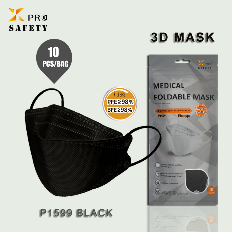 Yeni Ürün Yüz Maskesi 3D Siyah 10PC/Poşet Güvenlik 4 Katmanlı Koruyucu KKD'den Üretilmiş Yüz Maskesi