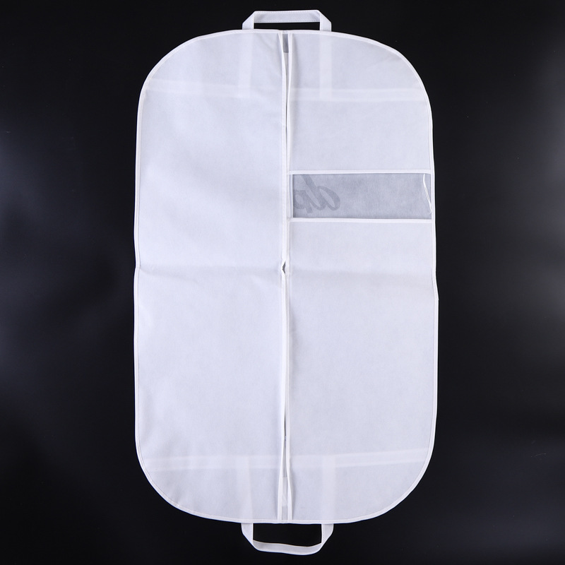 Beyaz Gübrelenebilir pencere şeffaf küçük giysi çantası depolama için şeffaf takım elbise kılıfı asılı dokuma olmayan logoyu özelleştirin