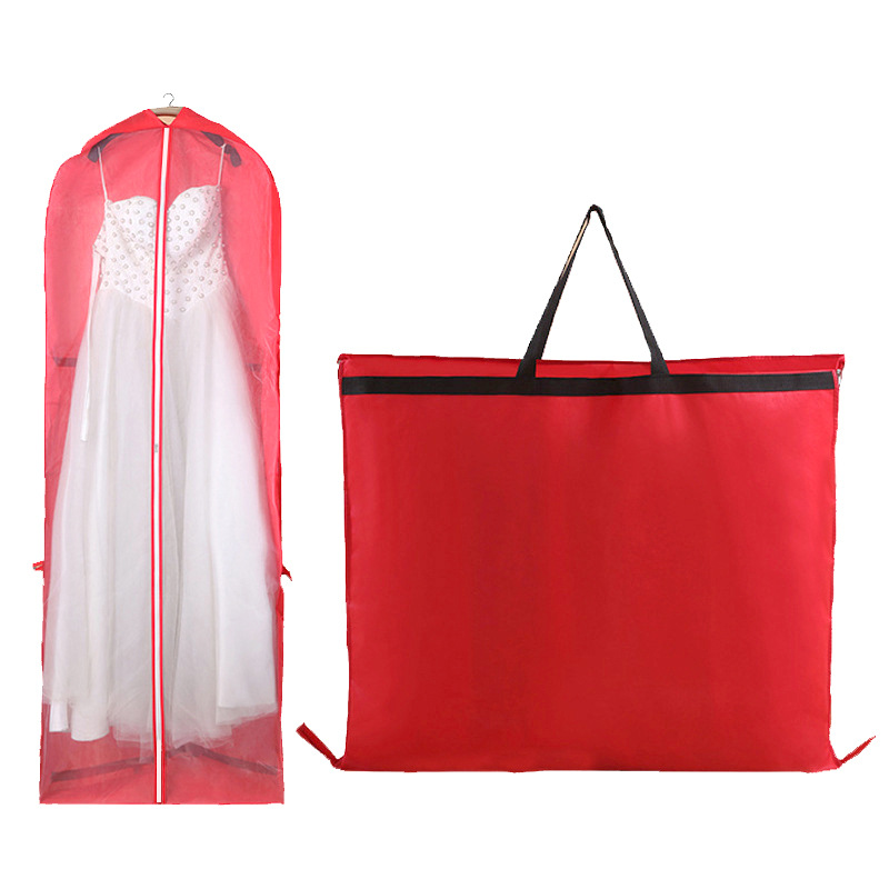 Dokunmamış gelinlik toz geçirmez kapak kıyafet saklama çantası toz geçirmez kapak katlanmış çift çanta