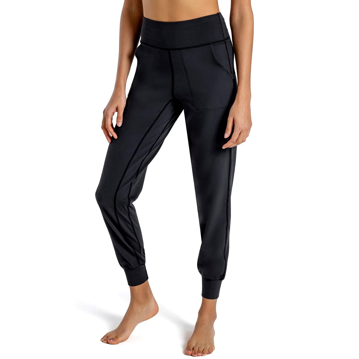 Kadın Tereyiz Yumuşak Yoga Jogger Pantolon Capris Cepler Ile Yüksek Bel Hafif Koşu Sweatpants Lounge