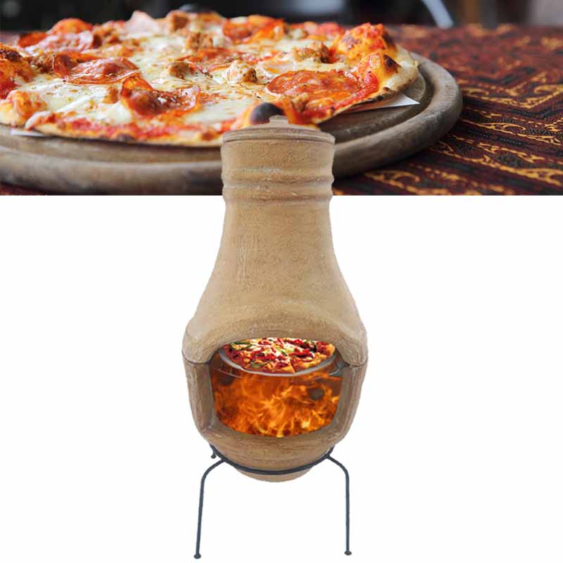Güzel Ve Ucuz Odun Ateşlemeli Ateş Çukuru Barbekü Izgara ve Pizza Taşı Kil Pizza Fırını Satılık