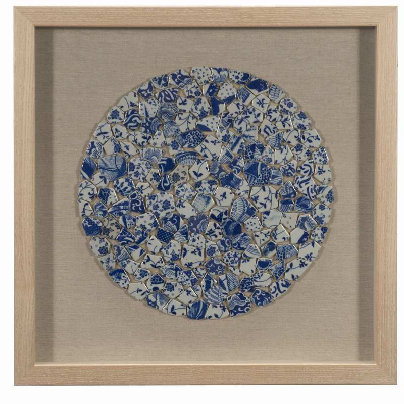 Mavi Parçalanmış Seramik Tabak Gölge Kutusu Duvar Dekoru / Ev Dekorasyonu / Duvar Sanatı 30153A