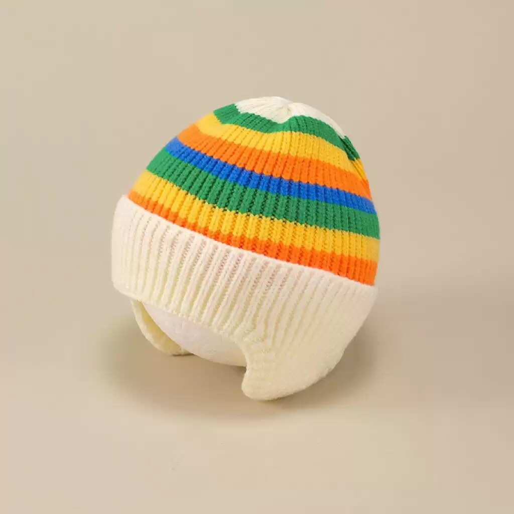 Rainbow hat with plush beige color