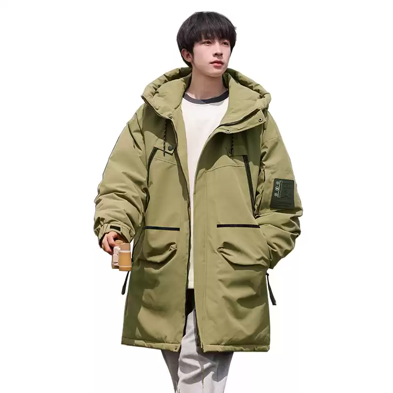 Men's Winter Outdoor Thickened Down Hooded Long Jacket